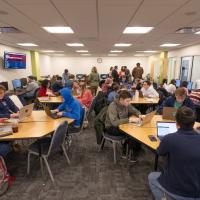 The Westfield State University History Dept. hosts Douglass at the Ely Library. At the event, volunteers transcribe files from the Douglass archive so they may be more easily accessable and searched.